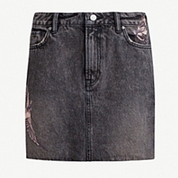 Allsaints Bird-embroidered Denim Skirt - Picture 1 of 8